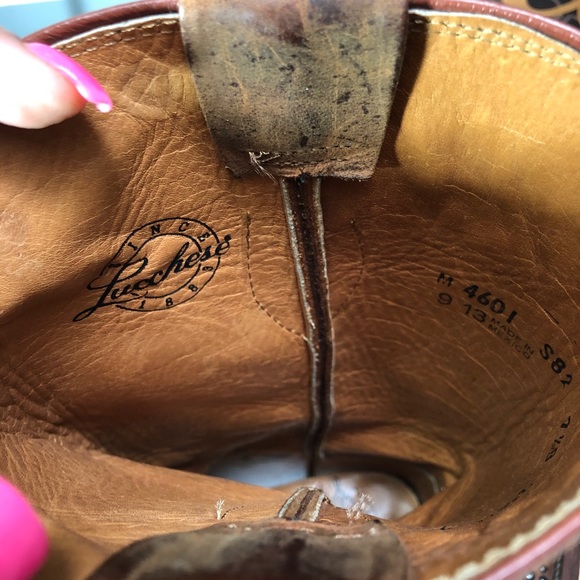 LUCCHESE COWGIRL BROWN STUDDED BOOTS - Picture 6 of 7